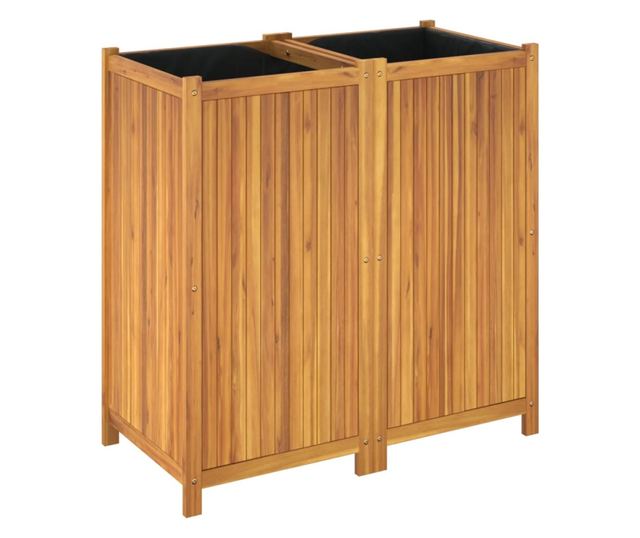 tömör akácfa kerti virágtartó béléssel 100 x 50 x 100 cm