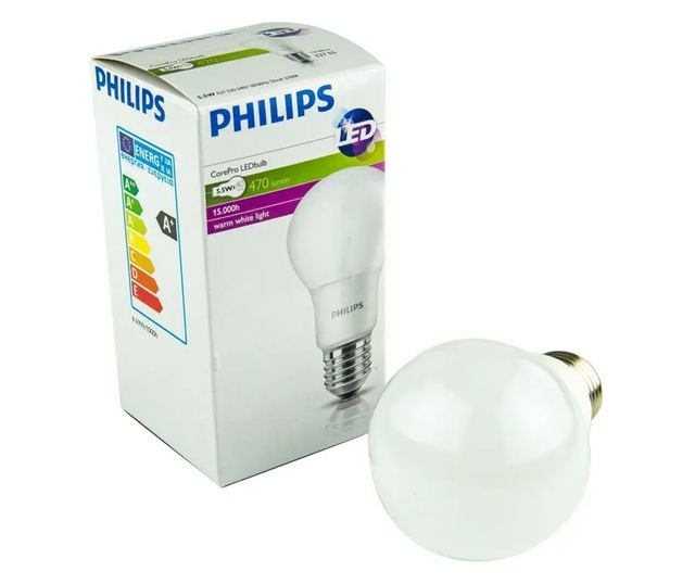 Крушка LED Philips CorePro, E27, 5.5W (40W), 470 лумена, Топла светлина