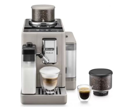 Espressor automat DeLonghi Rivelia EXAM 440.55.BG, 2 recipiente pentru boabe, Tehnologie Bean Adapt, carafa cu tehnologie LatteC
