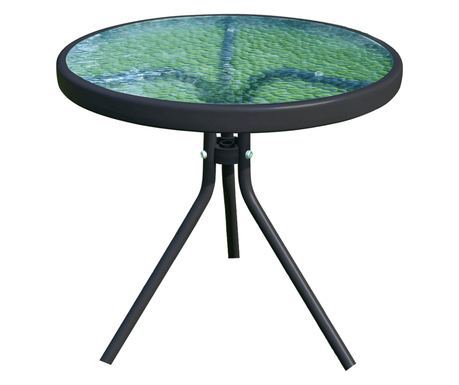 Măsuţă auxiliară de grădină, oţel/sticlă securizată, HABIR, Sani, 50 x 46 cm