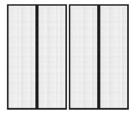 Zavjese za vrata protiv insekata s magnetom, 2 kom., crna, 200x80 cm