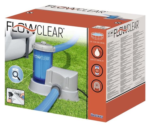 Bestway Помпа с филтър за касета Flowclear, прозрачна