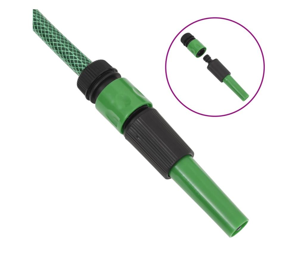 Furtun de grădină cu set de racorduri, verde, 100 m, PVC - 7