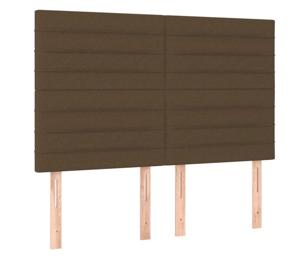 Пружинно легло с матрак и LED, тъмнокафяво, 140x190 см, текстил - 7