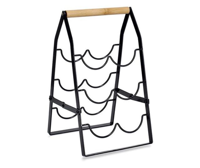 Suport 6 sticle vin Zeller Orburg, metal, negru, 22 x 23 x 37.5 cm