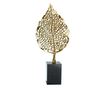 Decoratiune de masa, metalica, Leaf, 16x10x37cm, Auriu/Negru