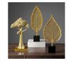 Decoratiune de masa, metalica, Leaf, 16x10x37cm, Auriu/Negru