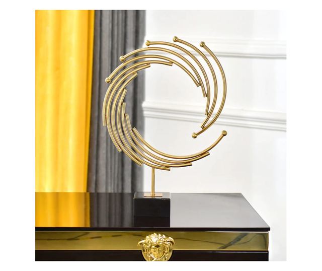 Decoratiune de masa, metalica, Omnia, 42x12x65cm, Auriu/Negru