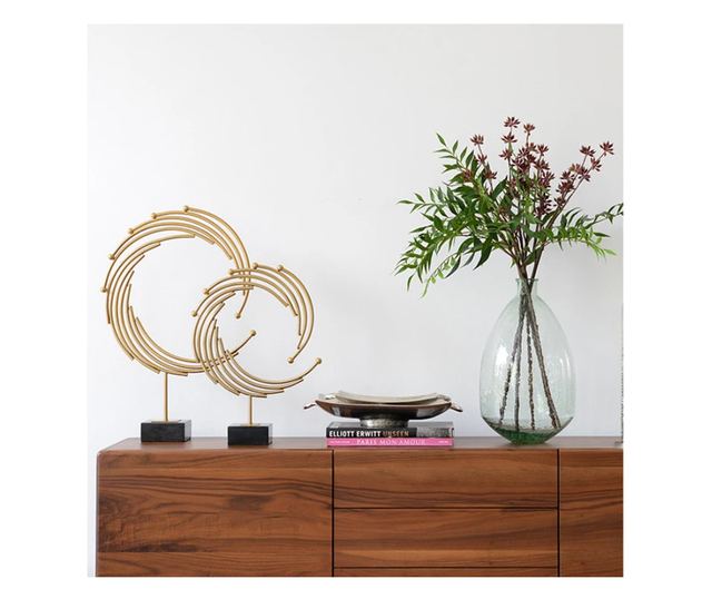 Decoratiune de masa, metalica, Omnia, 42x12x65cm, Auriu/Negru