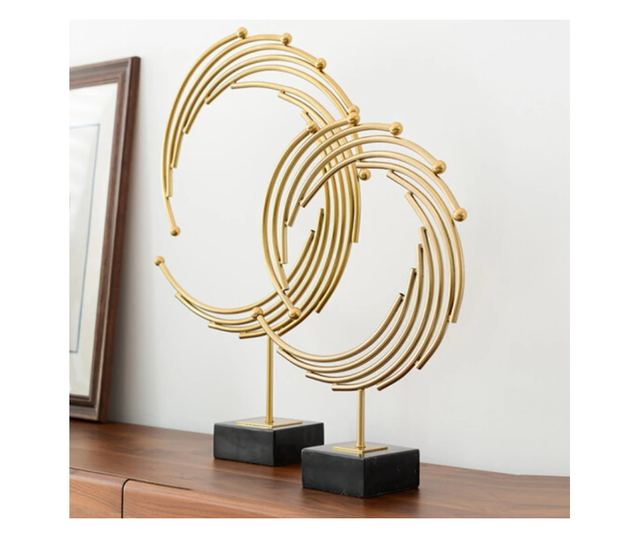 Decoratiune de masa, metalica, Omnia, 42x12x65cm, Auriu/Negru