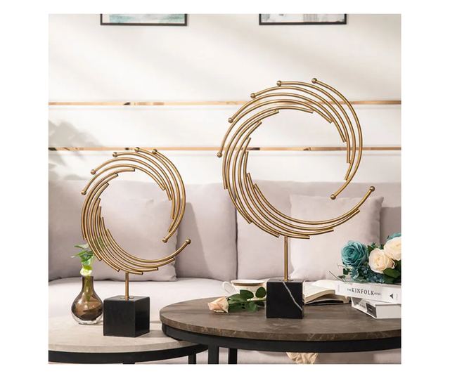 Decoratiune de masa, metalica, Omnia, 42x12x65cm, Auriu/Negru
