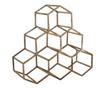 Suport 6 sticle de vin din metal auriu periat, Honeycomb, 34x17x35cm