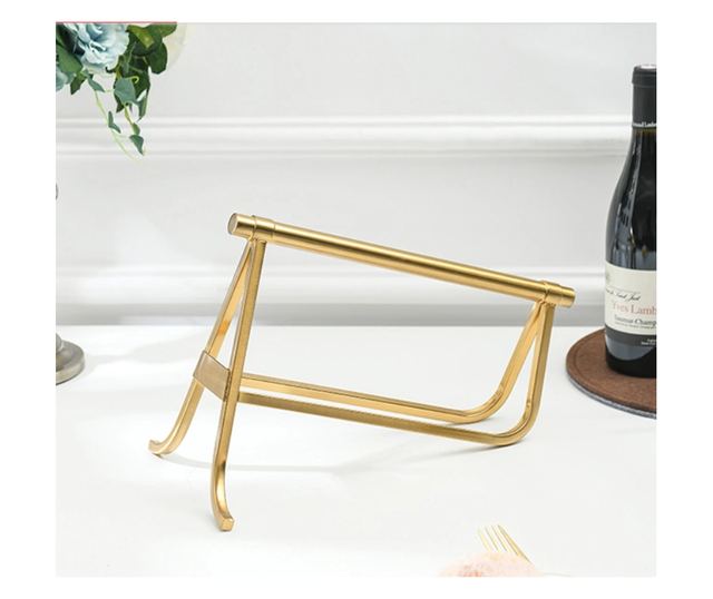 Suport sticla de vin din metal auriu periat, Portman, 35x22x22cm