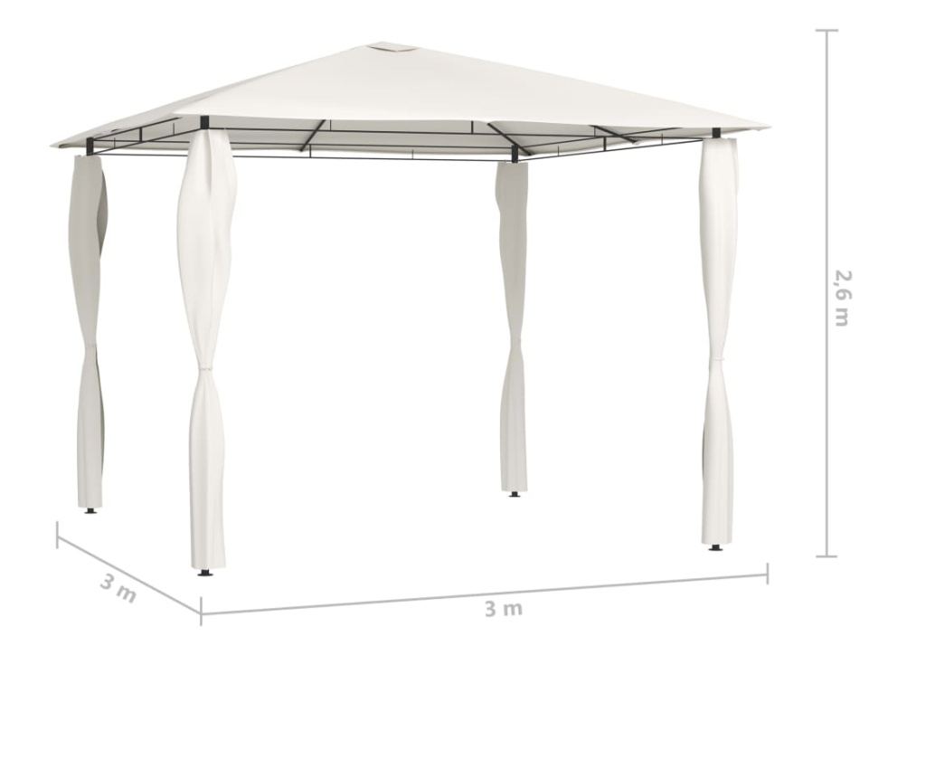 Градинска шатра със странични панели, кремава, 3x3x2,6 m, 160 g/m² - 2