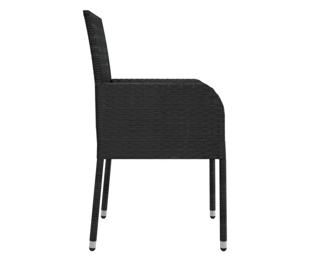 Vrtni namještaj s jastucima, 9 dijelova, crni, poliratan