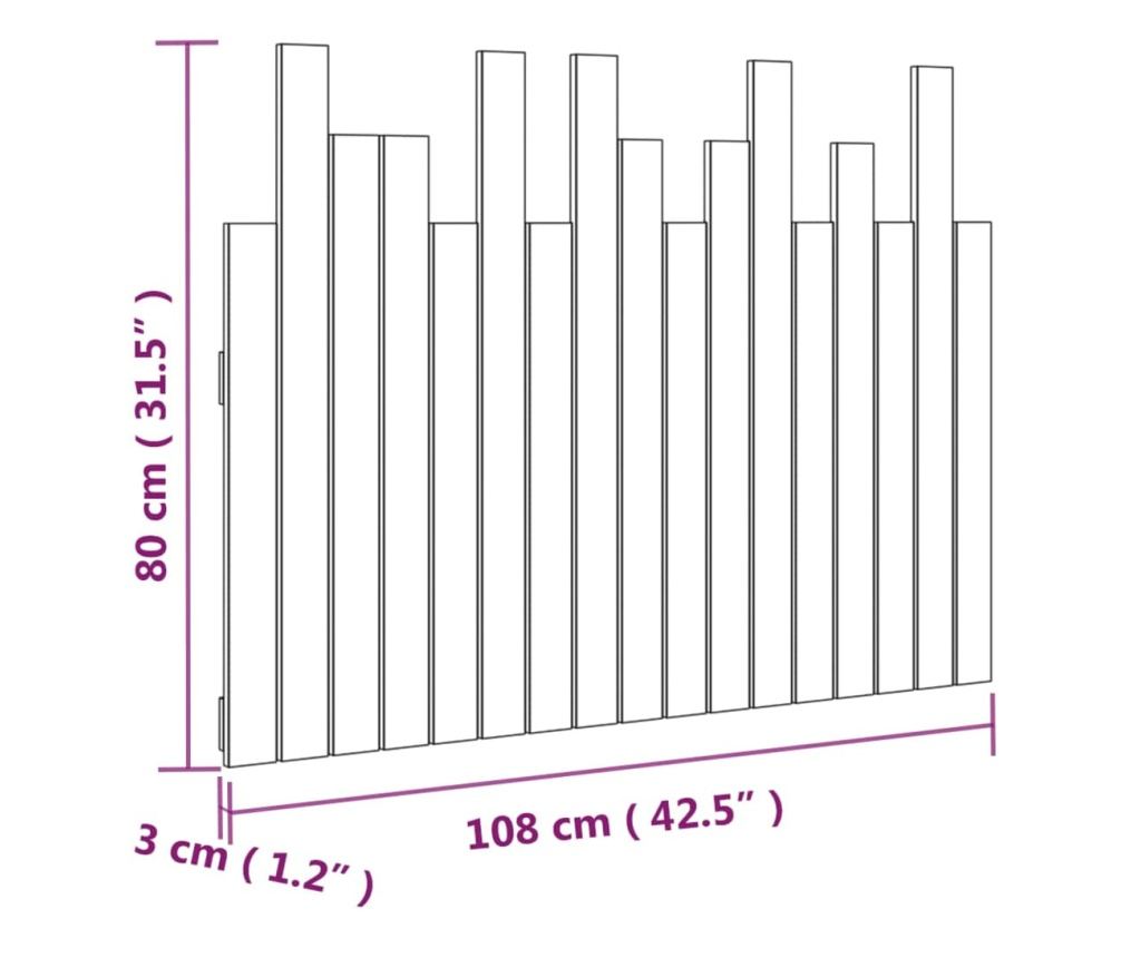 Табла за легло, 108x3x80 см, Масивна борова дървесина - 8