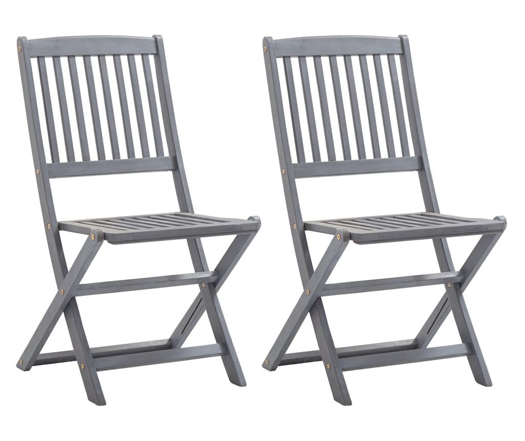 Πτυσσόμενες Καρέκλες Εξωτερικού Χώρου με Μαξιλάρια, 2 τεμ., Μασίφ Ξύλο Ακακίας - 3