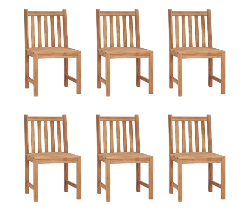 Градински столове с възглавнички, 6 бр., тиково дърво от масив - 2