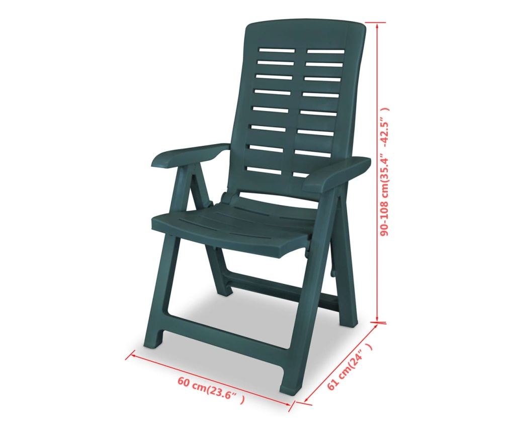 Sklopive vrtne stolice, 2 kom., zelene, plastika - 8