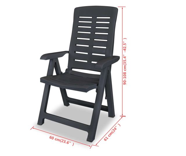 Sklopive vrtne stolice, 2 kom., antracit, plastika