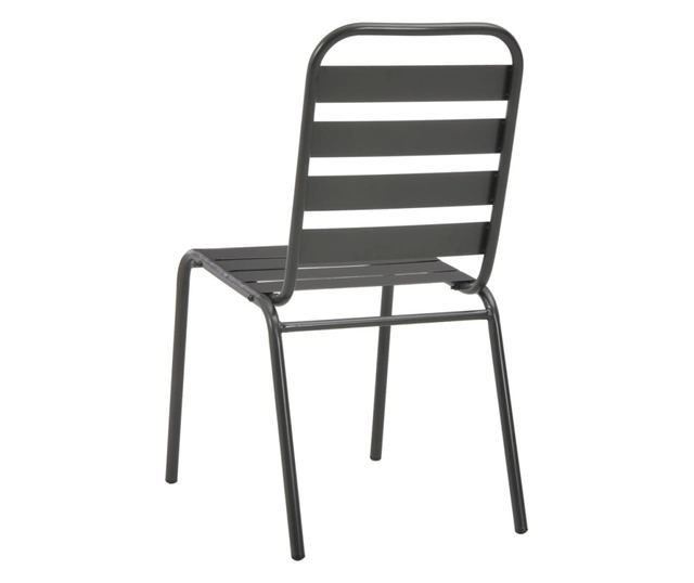 Set bistro namještaja, 3 dijela, tamno siva, čelik