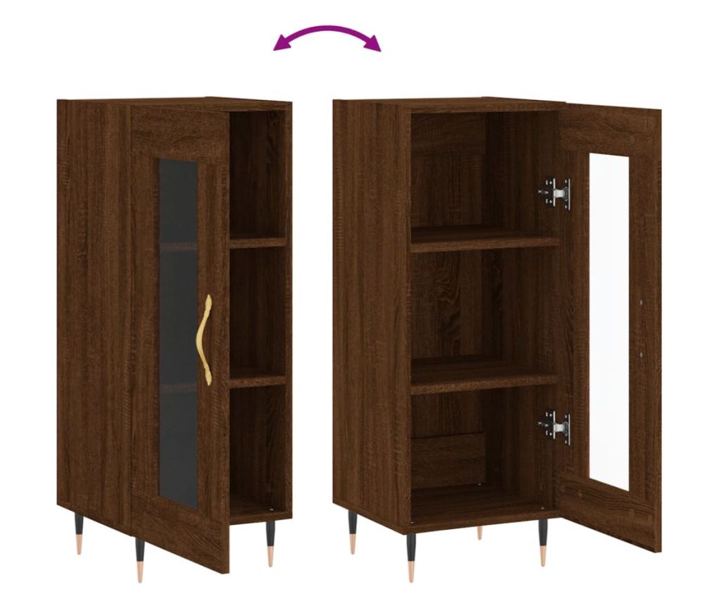 "Komoda, smeđi hrast, 34,5x34x90 cm, kompozitno drvo" - 9