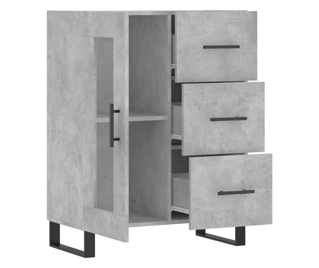 Komoda, betonsko siva, 69,5x34x90 cm, kompozitno drvo - 6