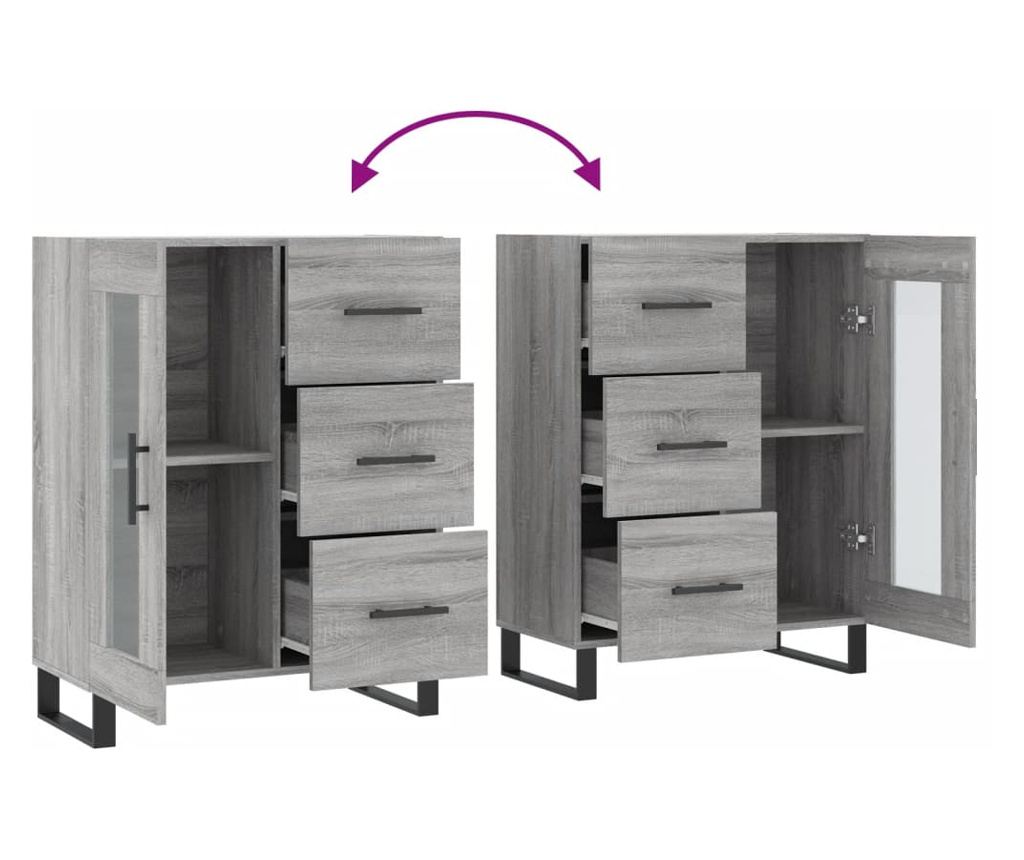 Komoda, siva sonoma, 69,5x34x90 cm, kompozitno drvo - 9