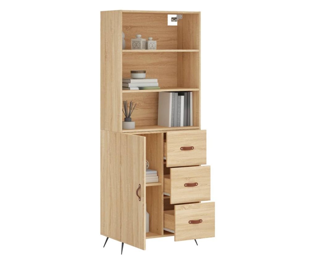 Visoka ormar, hrast sonoma, 69,5x34x180 cm, kompozitno drvo - 3