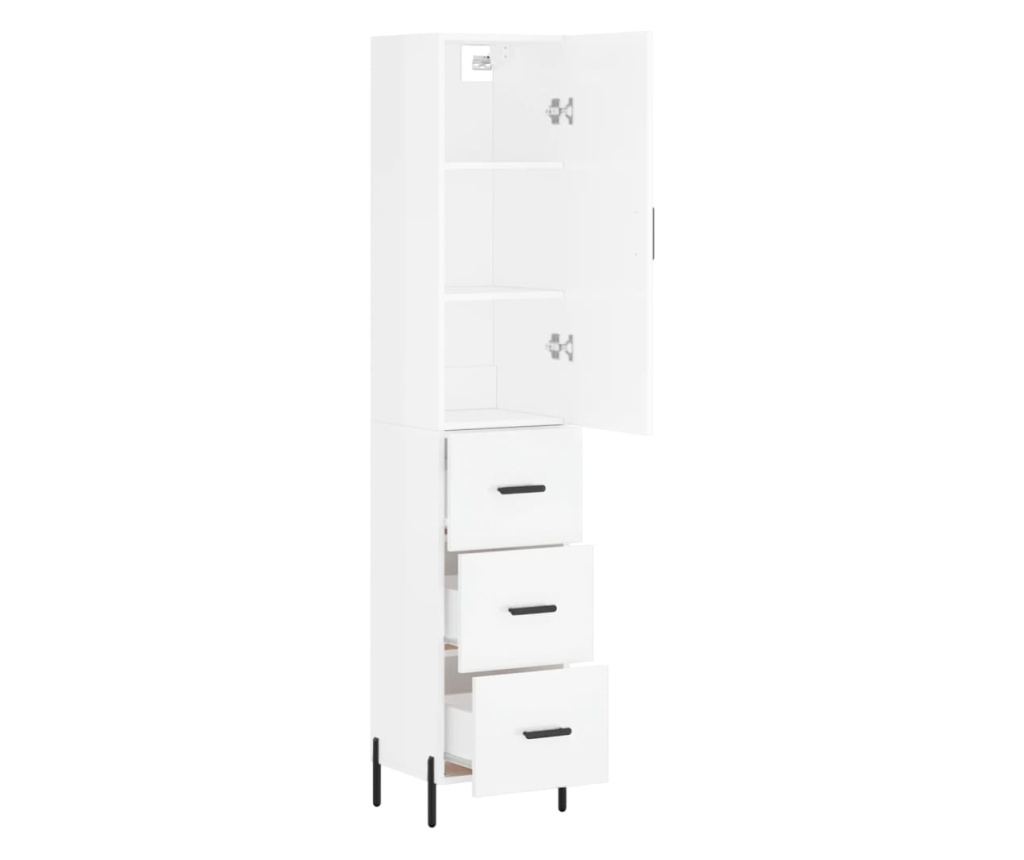 Visoka ormar, bijela visokog sjaja, 34,5x34x180 cm, obrađeno drvo - 4