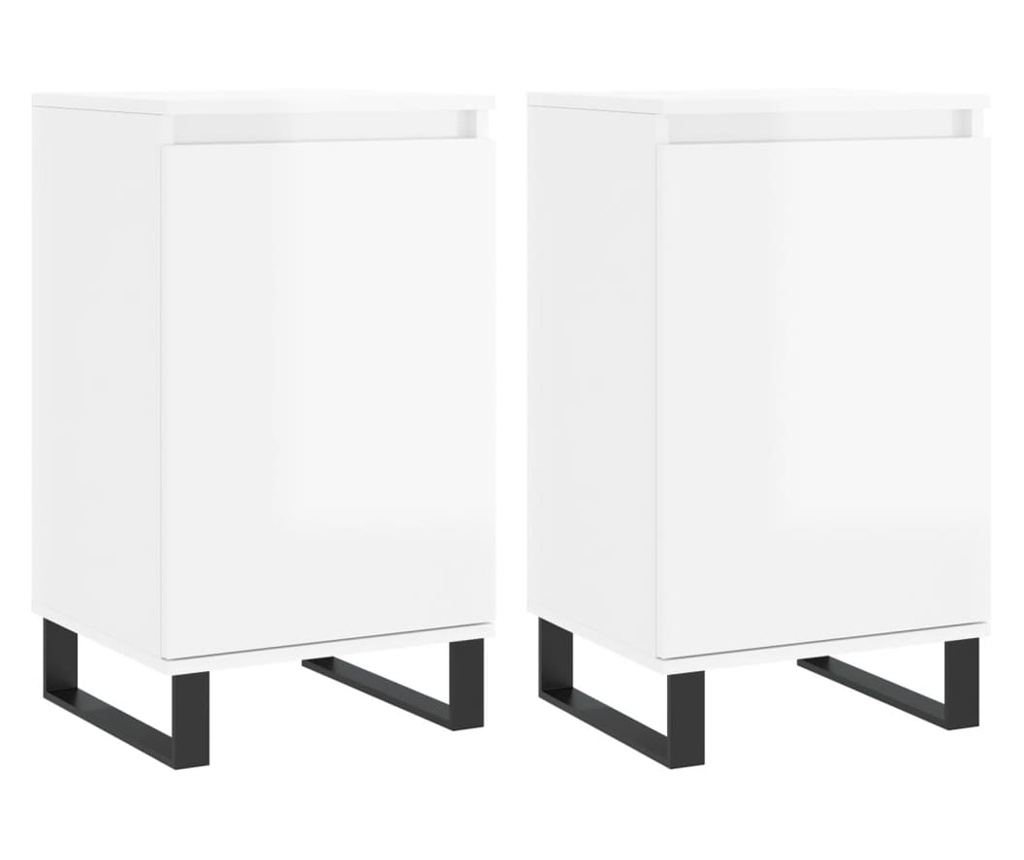 Set ormarića, 2 kom., bijeli visokog sjaja, 40x35x70 cm, obrađeno drvo - 2