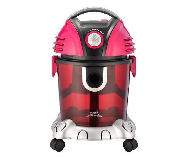 Aspirator Filtru Apa Oliver Voltz OV51001O, 1400W, Accesorii, 15 l, Roz/Negru