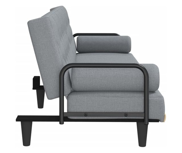 Kanapa rozkładana z podłokietnikami, jasnoszara, tekstylna