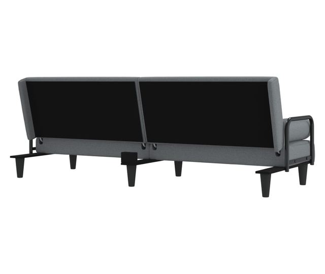 Kanapa rozkładana z podłokietnikami, jasnoszara, tekstylna