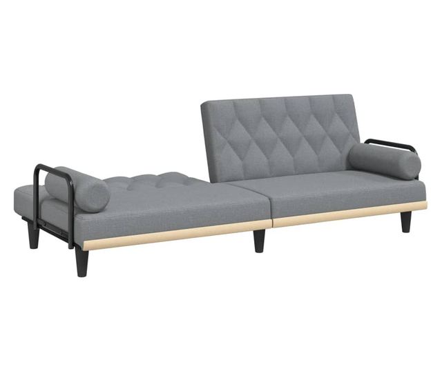 Kanapa rozkładana z podłokietnikami, jasnoszara, tekstylna