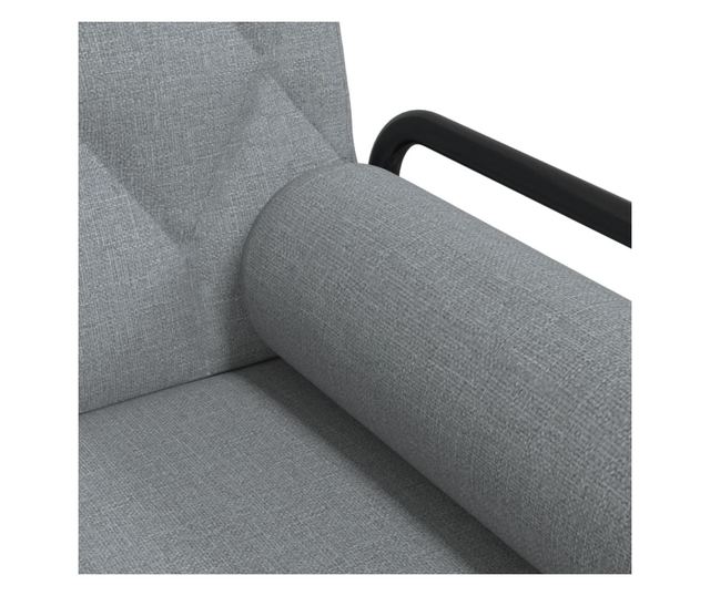 Kanapa rozkładana z podłokietnikami, jasnoszara, tekstylna