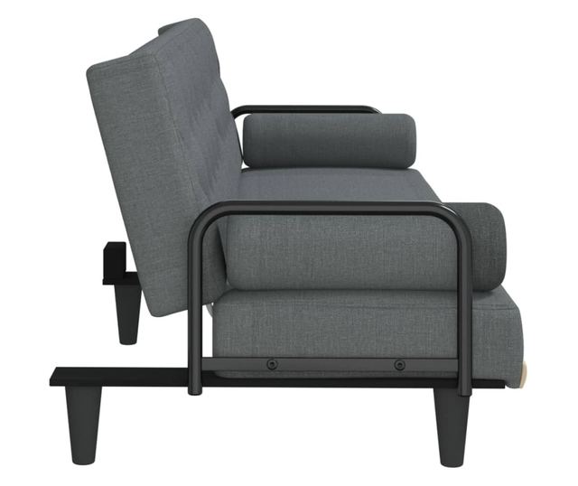 Kanapa rozkładana z podłokietnikami, ciemnoszara, tekstylna