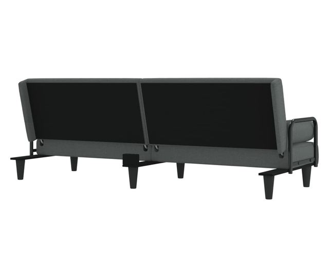 Kanapa rozkładana z podłokietnikami, ciemnoszara, tekstylna