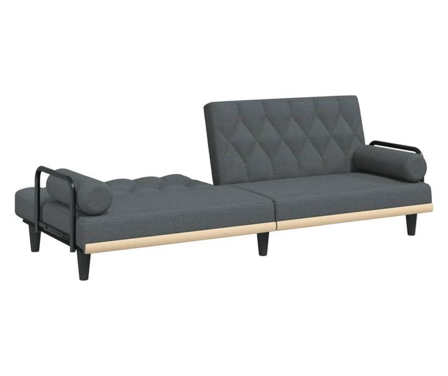 Kanapa rozkładana z podłokietnikami, ciemnoszara, tekstylna