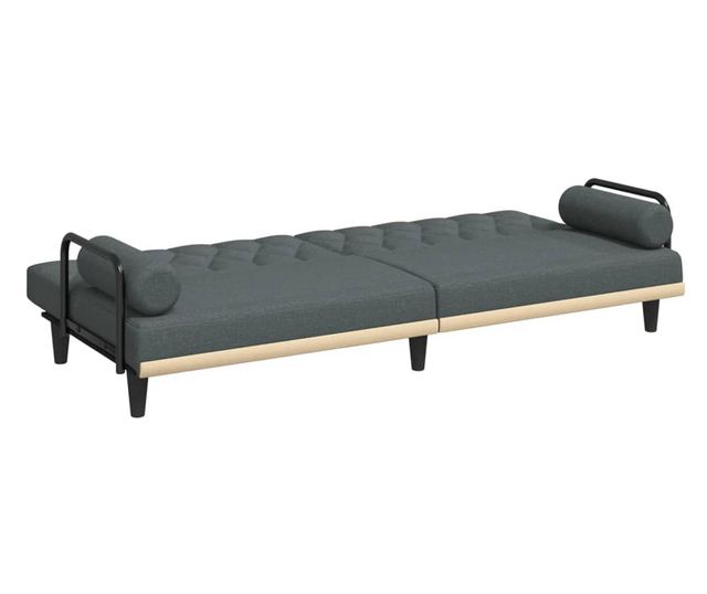 Kanapa rozkładana z podłokietnikami, ciemnoszara, tekstylna