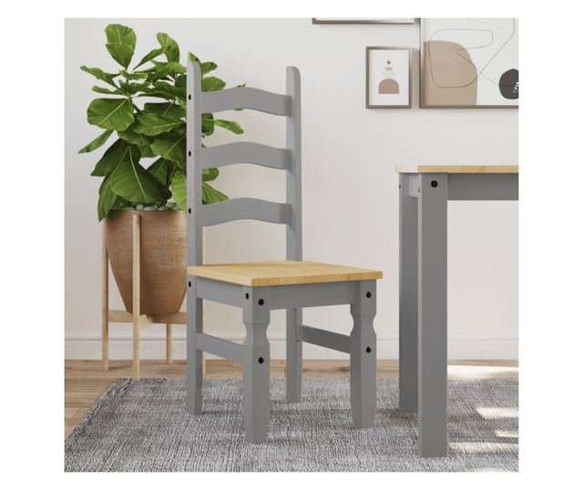 Corona jedilni stoli 2 kosa sivi 42X47X107Cm masivni borov les