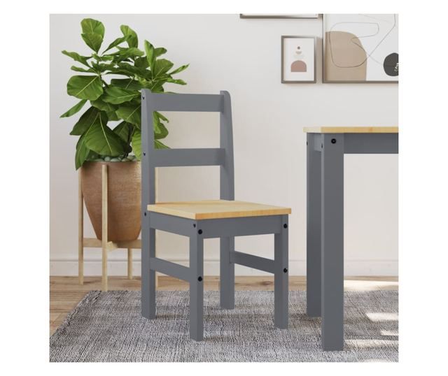 Panama jedilni stoli 2 kosa sivi 40X46X90Cm masiven borov les