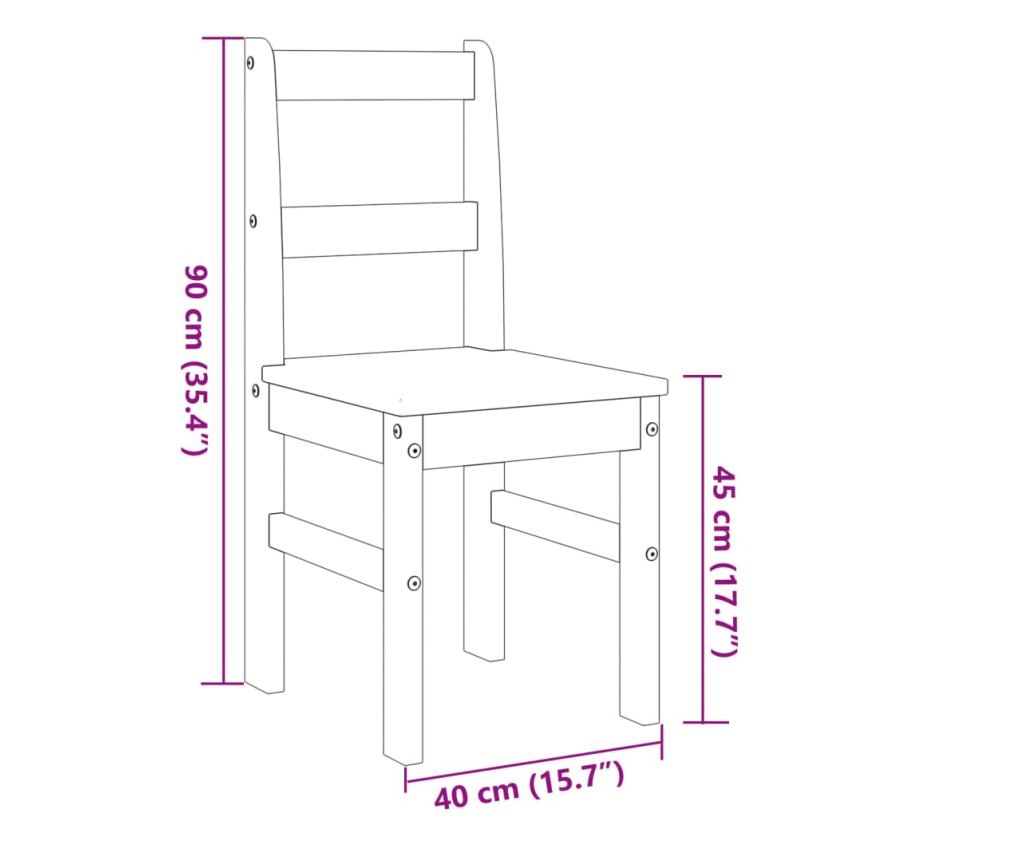 Panama jedilni stoli 2 kosa sivi 40X46X90Cm masiven borov les - 8
