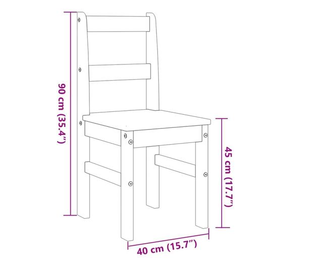 Panama jedilni stoli 2 kosa sivi 40X46X90Cm masiven borov les