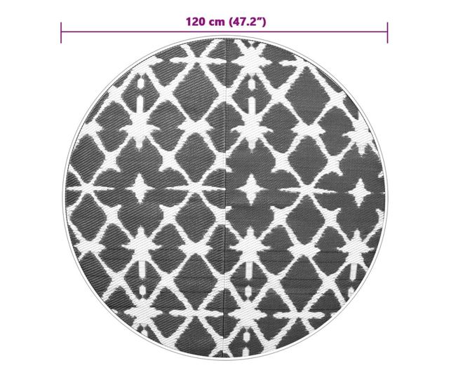 kék és fehér polipropilén kültéri szőnyeg Ø120 cm