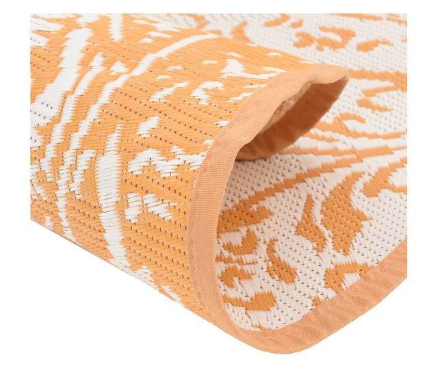 narancssárga és fehér polipropilén kültéri szőnyeg Ø200 cm
