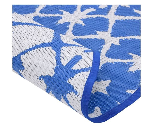 kék és fehér polipropilén kültéri szőnyeg Ø120 cm
