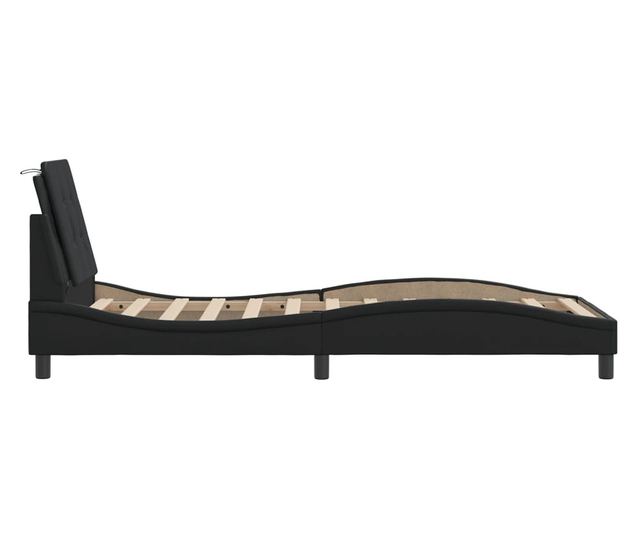 Рамка за легло с LED осветление, черна, 90x190 см, еко кожа