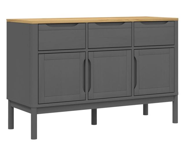 FLORO szürke tömör fenyőfa tálalószekrény 114 x 43 x 74 cm