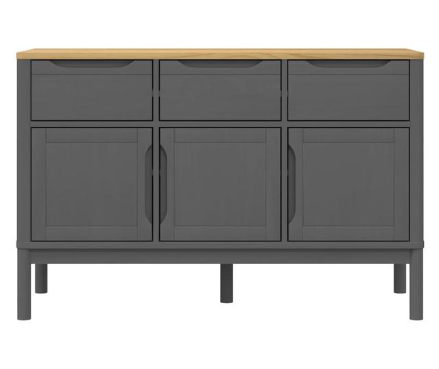 FLORO szürke tömör fenyőfa tálalószekrény 114 x 43 x 74 cm